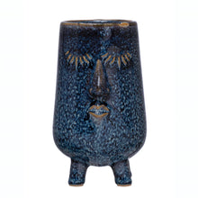 Load image into Gallery viewer, Pot, 3in, Stoneware, Face Blue Reactive Glaze
