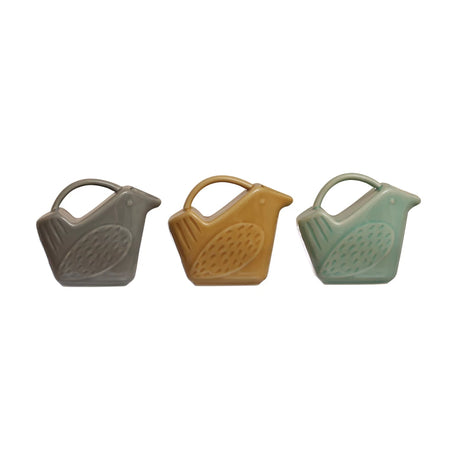Stoneware Bird Shaped Creamer, 3 Asst