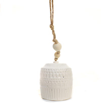 Load image into Gallery viewer, Stoneware Bell, White w/ Wood Bead 2 Asst
