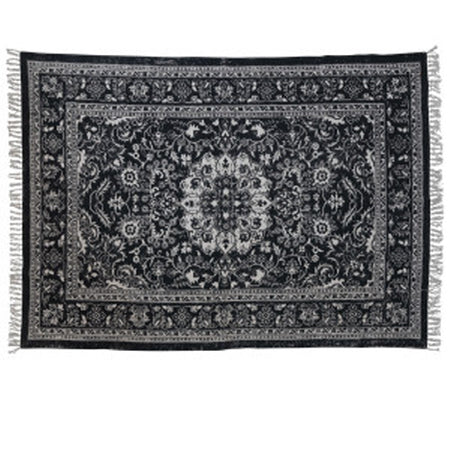 Cotton Dhurrie Black and White Rug, 5 x 8 ft