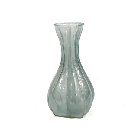 Glass Debossed Vase, Blue 2-3/4" Round x 6-1/4"H