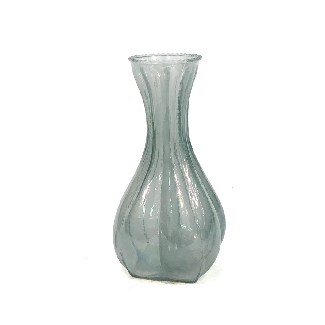Glass Debossed Vase, Blue 2-3/4