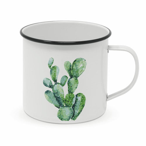 Tin Enamel Mug, 13.5 oz, Cactus