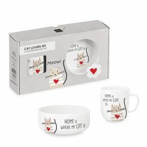 China 13.5oz Mug and 5in Bowl Gift Set, Cat Lover