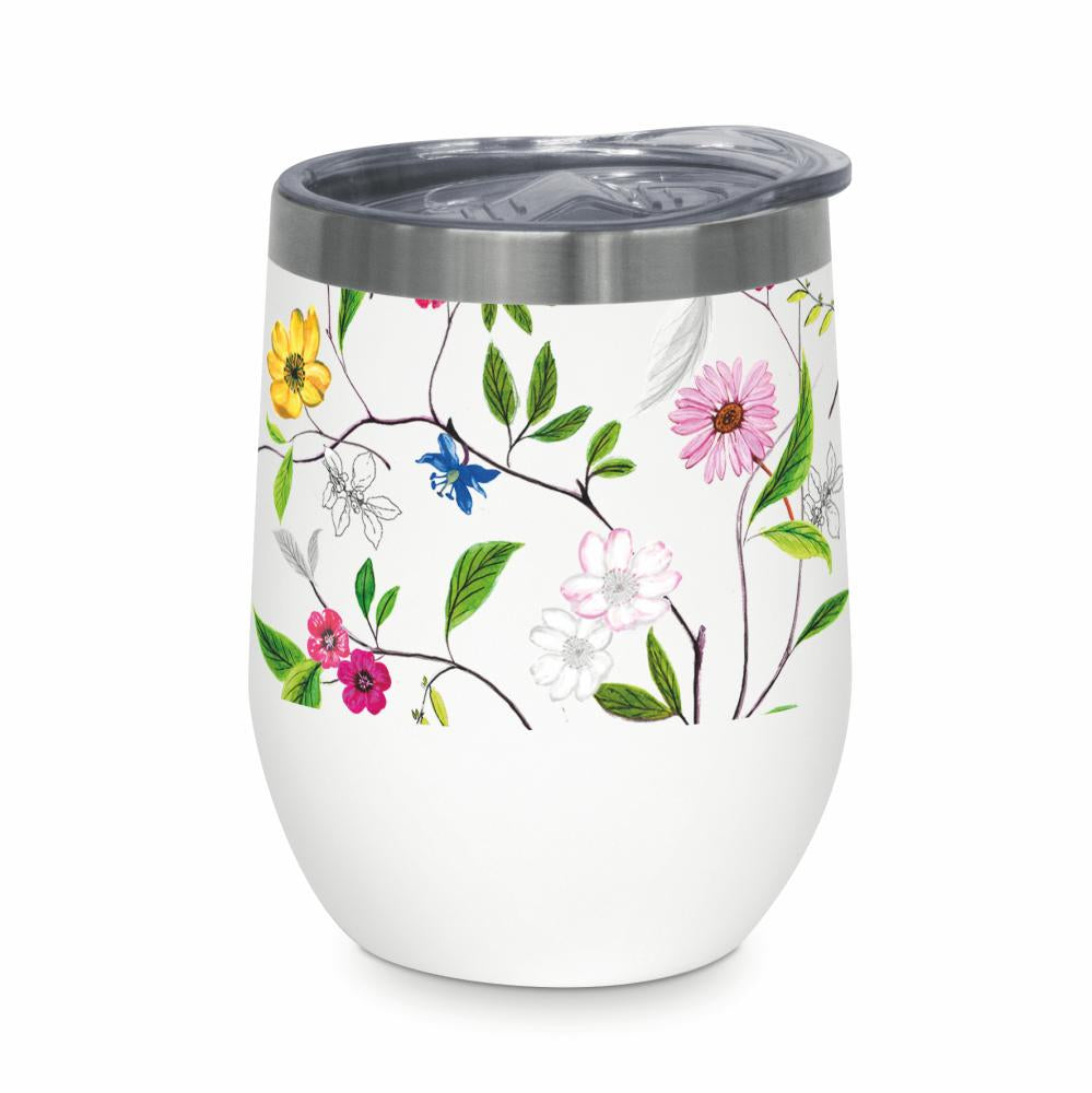 Insulated Wine Tumbler, 12oz, Flower Power