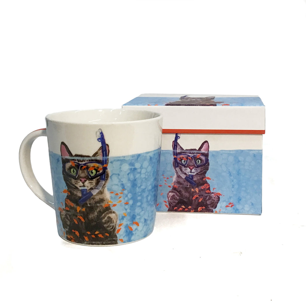 New Bone China Mug w/ Gift Box, 13.5oz, Cousteau