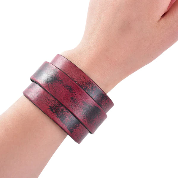 Mad Man Drake Leather Bracelet, Red