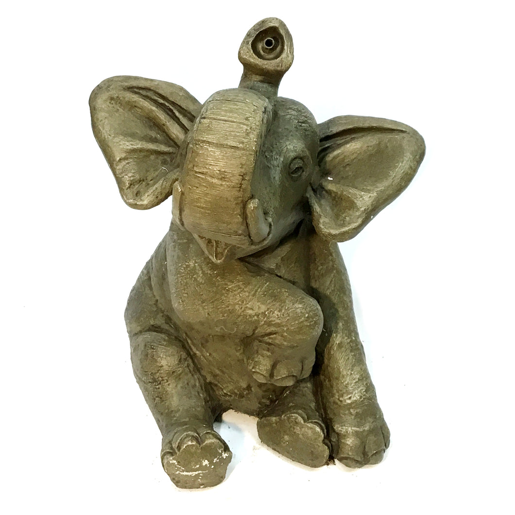 Sitting Elephant 20in Plumbed Statue