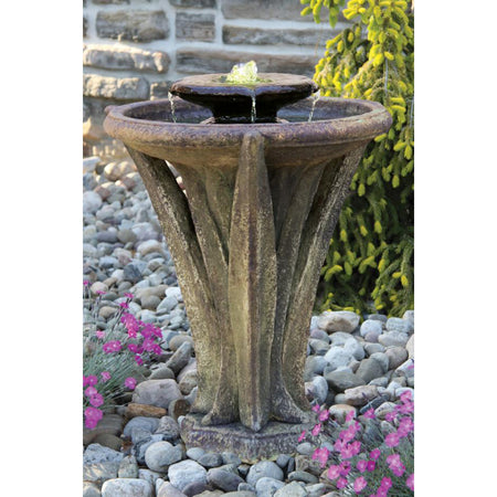 Two Tier Meadows Glow Cement Fountain