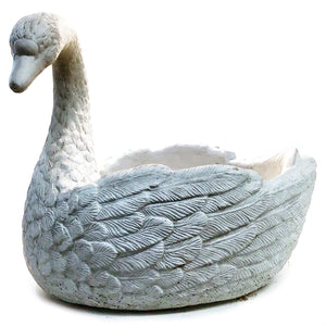 Heart Swan Cement Planter, Left