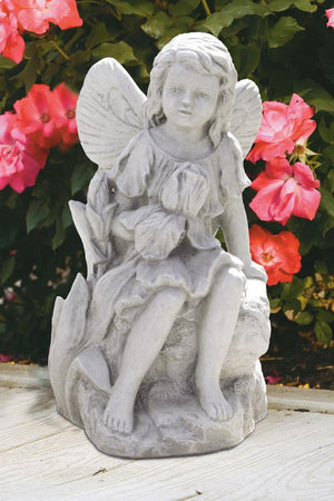 Sitting Iris Fairy Statue, 15in