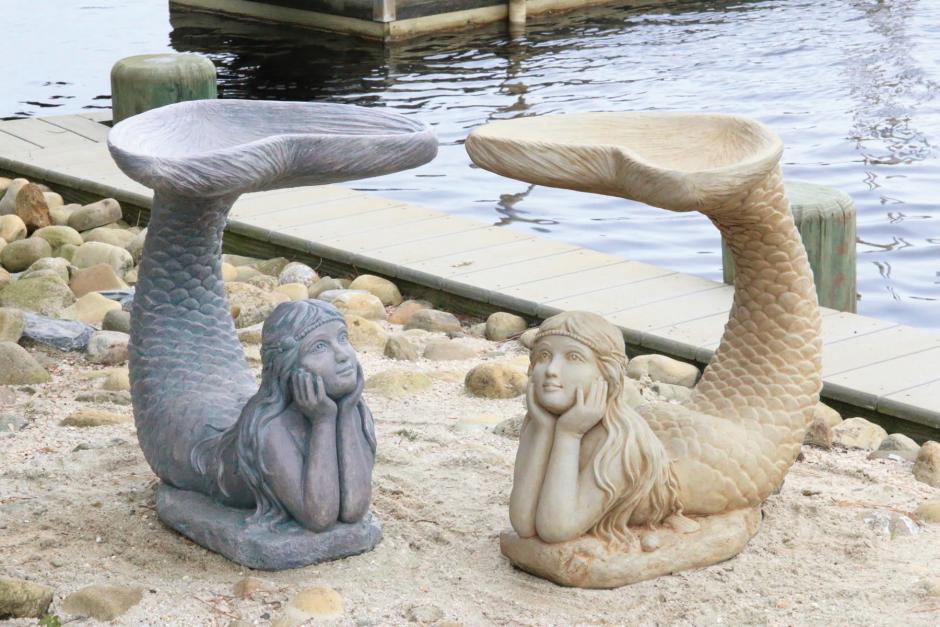 Mermaid Bird Bath, 31in, One Piece