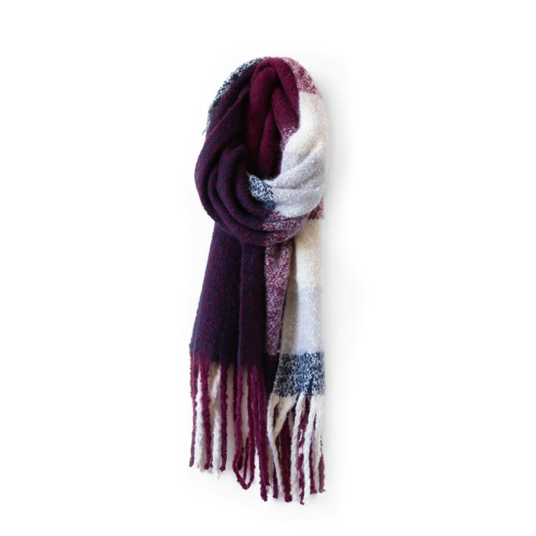 Oversize Bordeaux Plaid Scarf