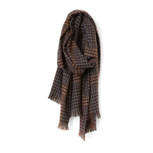 Load image into Gallery viewer, Large Plaid Scarf, Beige, Blue &amp; Brown
