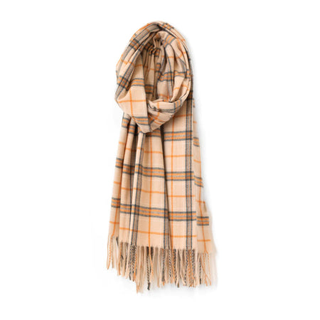 Large Plaid Scarf, Pink and Beige