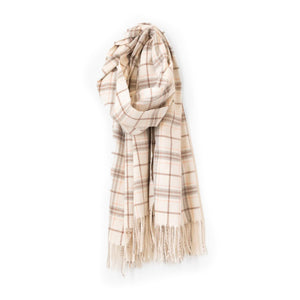 Large Plaid Scarf, Ivory