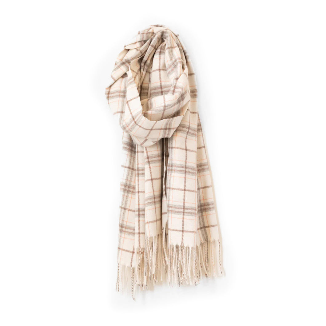 Large Plaid Scarf, Ivory