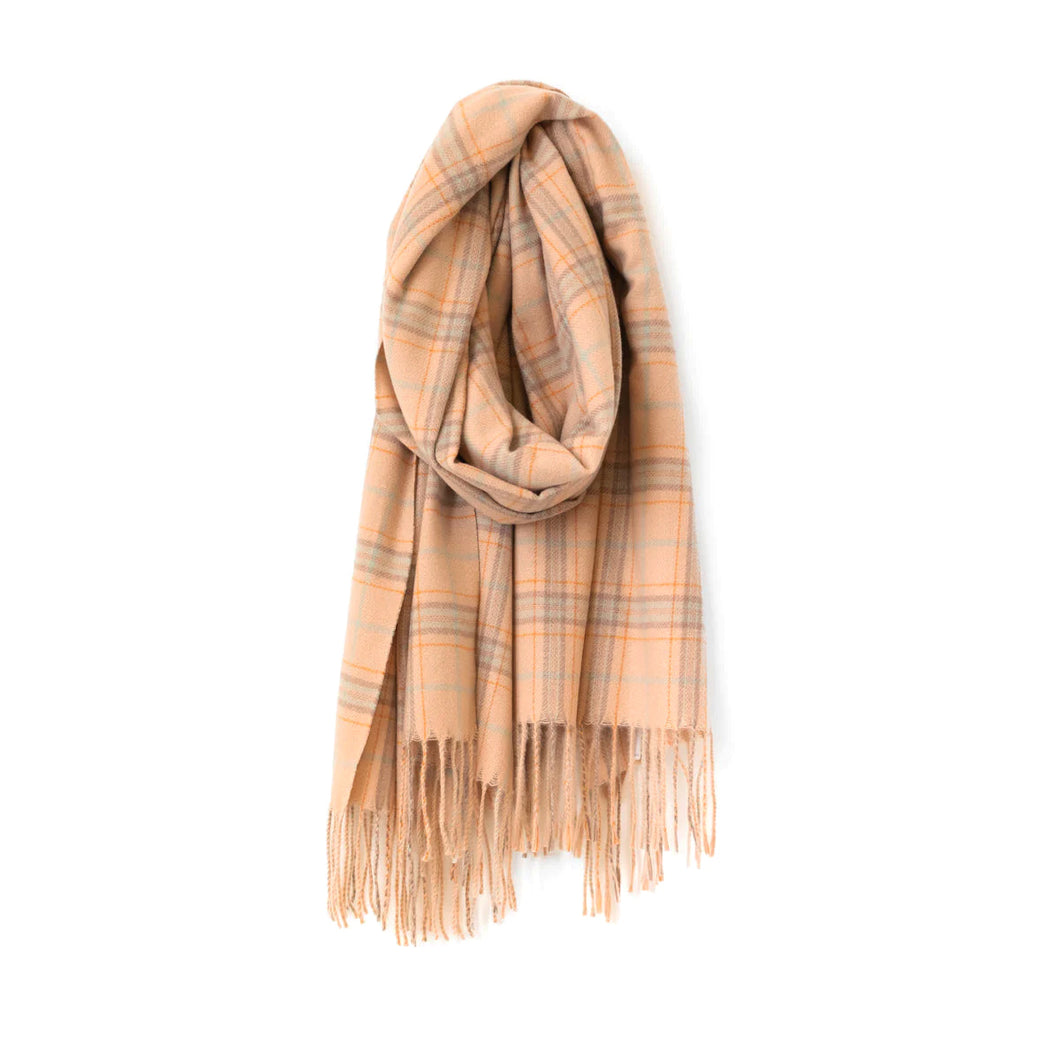 Large Plaid Scarf, Peach