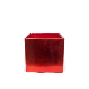 Pot, 4in, Ceramic, Red Foil Square