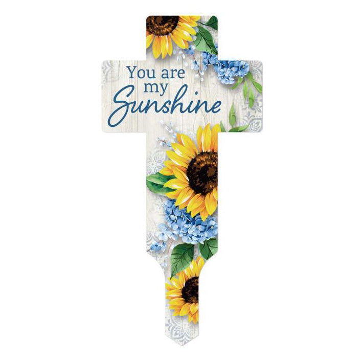 Metal Cross Garden Stake, Sunshine, 17.5in