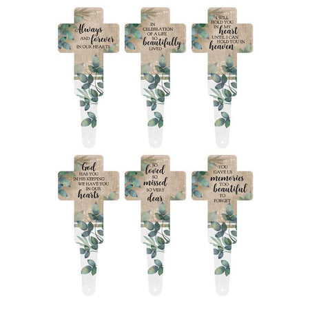 Metal Cross Memorial Garden Stake, 6 Asst
