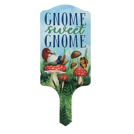 Gnome Sweet Gnome Sign Metal Stake, 15.5in