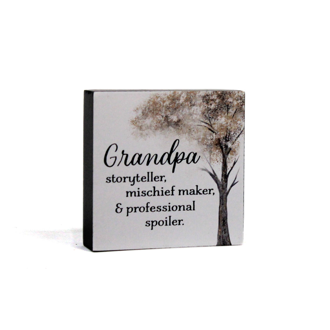 Mini Wood Block Shelf Decor, Grandpa