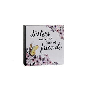 Mini Wood Block Shelf Decor, Sisters