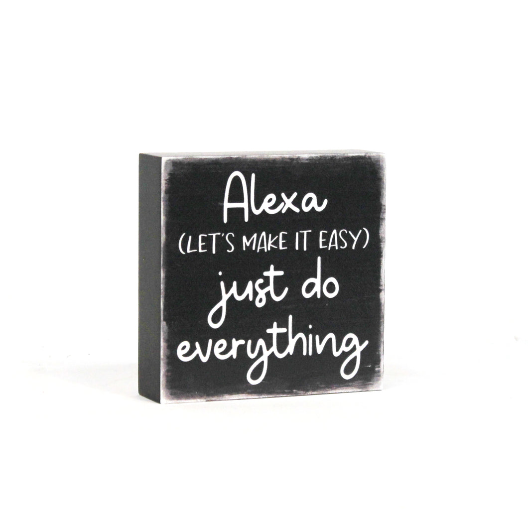 Mini Wood Block Shelf Decor, Alexa