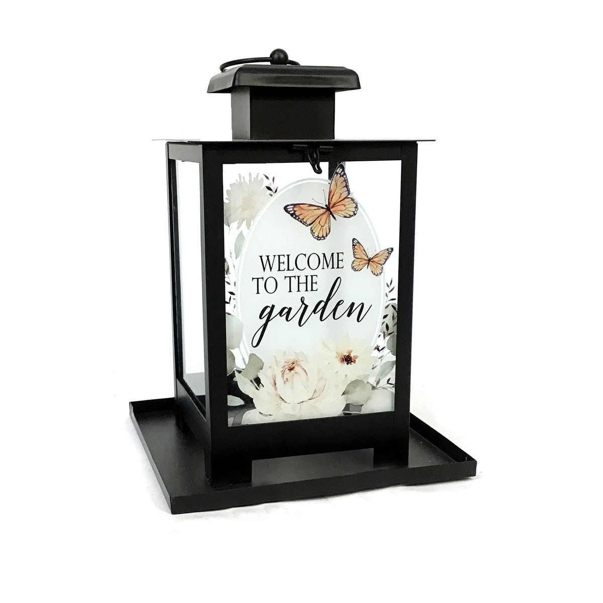Metal & Glass Bird Feeder, Welcome to the Garden