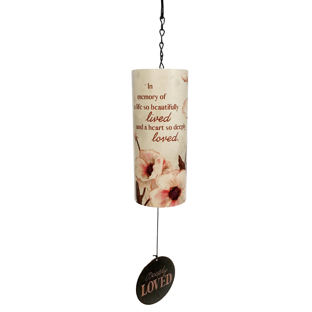 Cylinder Sonnet Wind Chime, Deeply Loved, 18