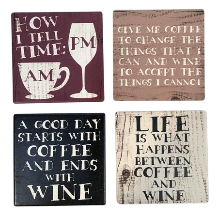 Coffee/Wine Coasters, Stoneware, Set of 4