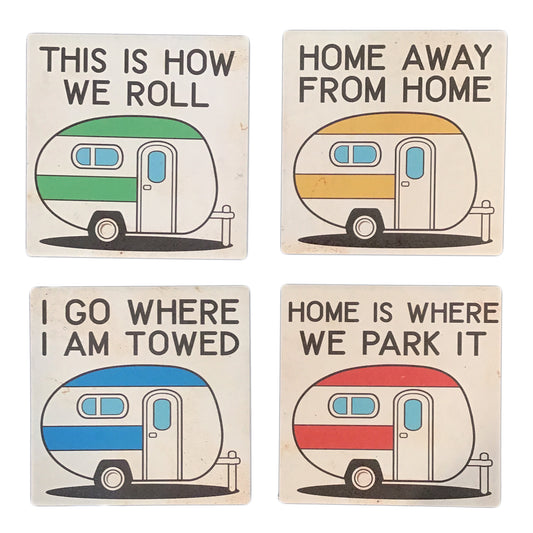 Camper Coasters, Stoneware, Set of 4