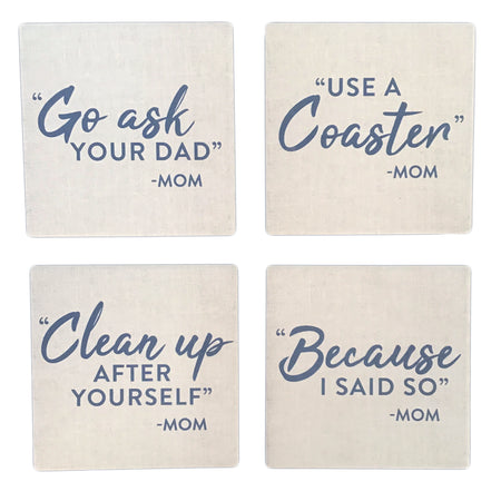 Mom Quotes Coasters, Stoneware, Set of 4