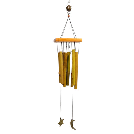 Wood Wind Chime, Moon & Star 27in