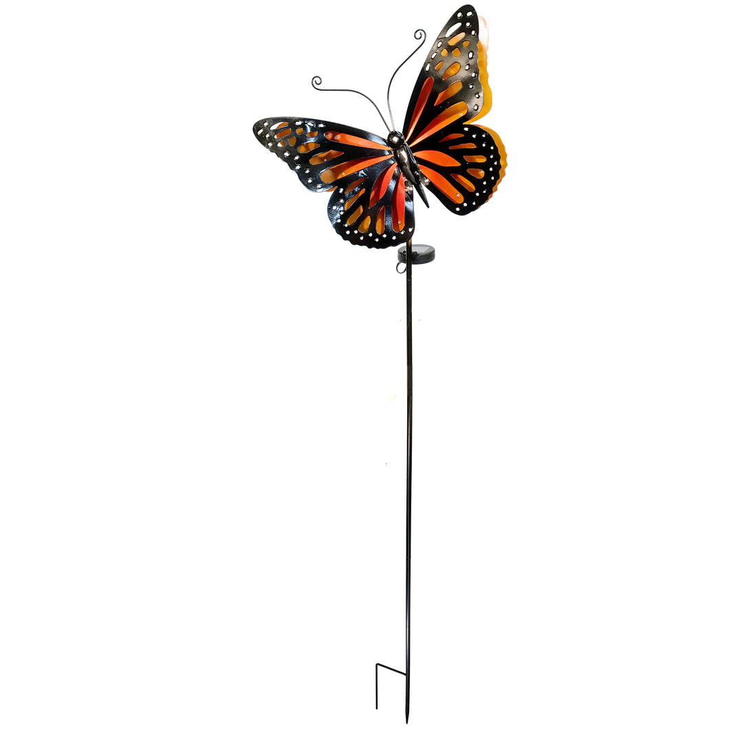 Orange Butterfly Solar Stake