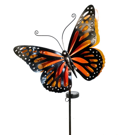 Orange Butterfly Solar Stake