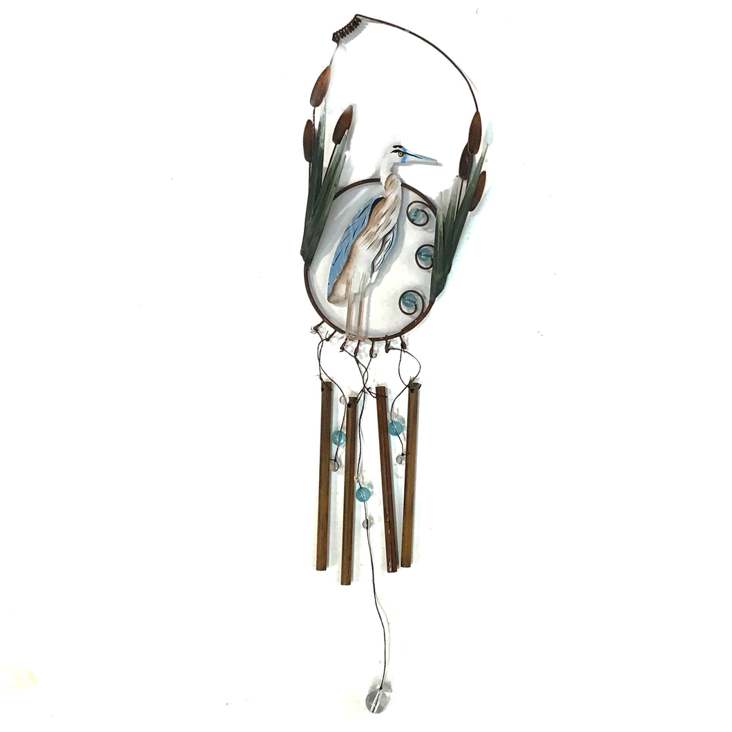 Metal Blue Heron Wind Chime