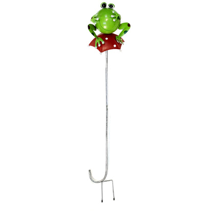 Froggy Umbrella Metal Solar Garden Stake, 41in