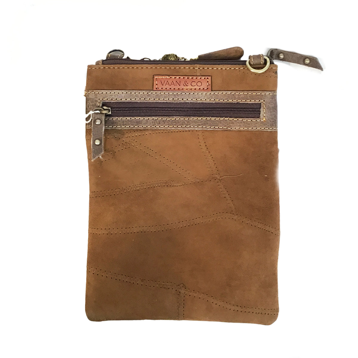 Small Brisk Brown & Map Crossbody Bag