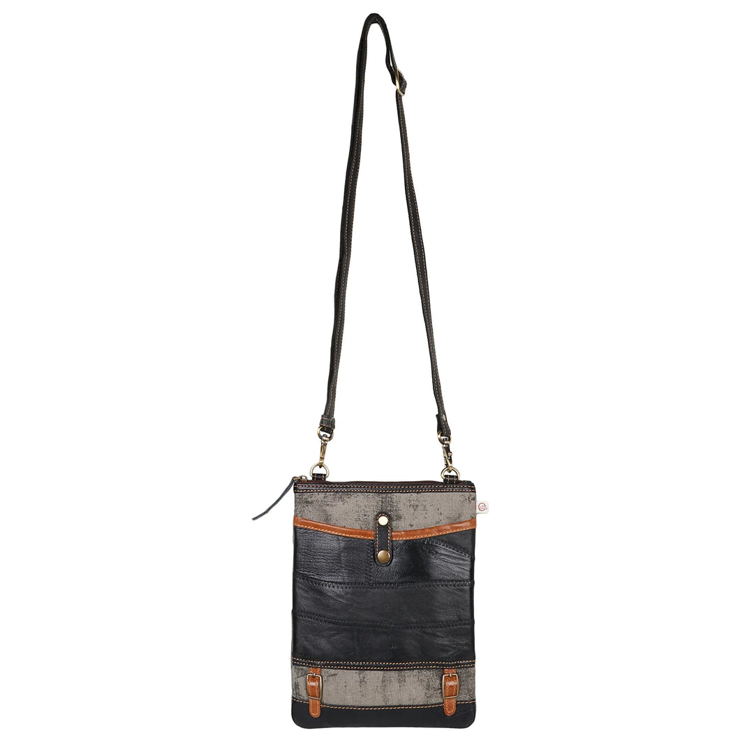 Small Black Grey & Brown Crossbody Bag