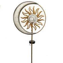 Load image into Gallery viewer, Silver Moon Metal Solar Garden Stake
