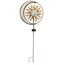 Load image into Gallery viewer, Silver Moon Metal Solar Garden Stake
