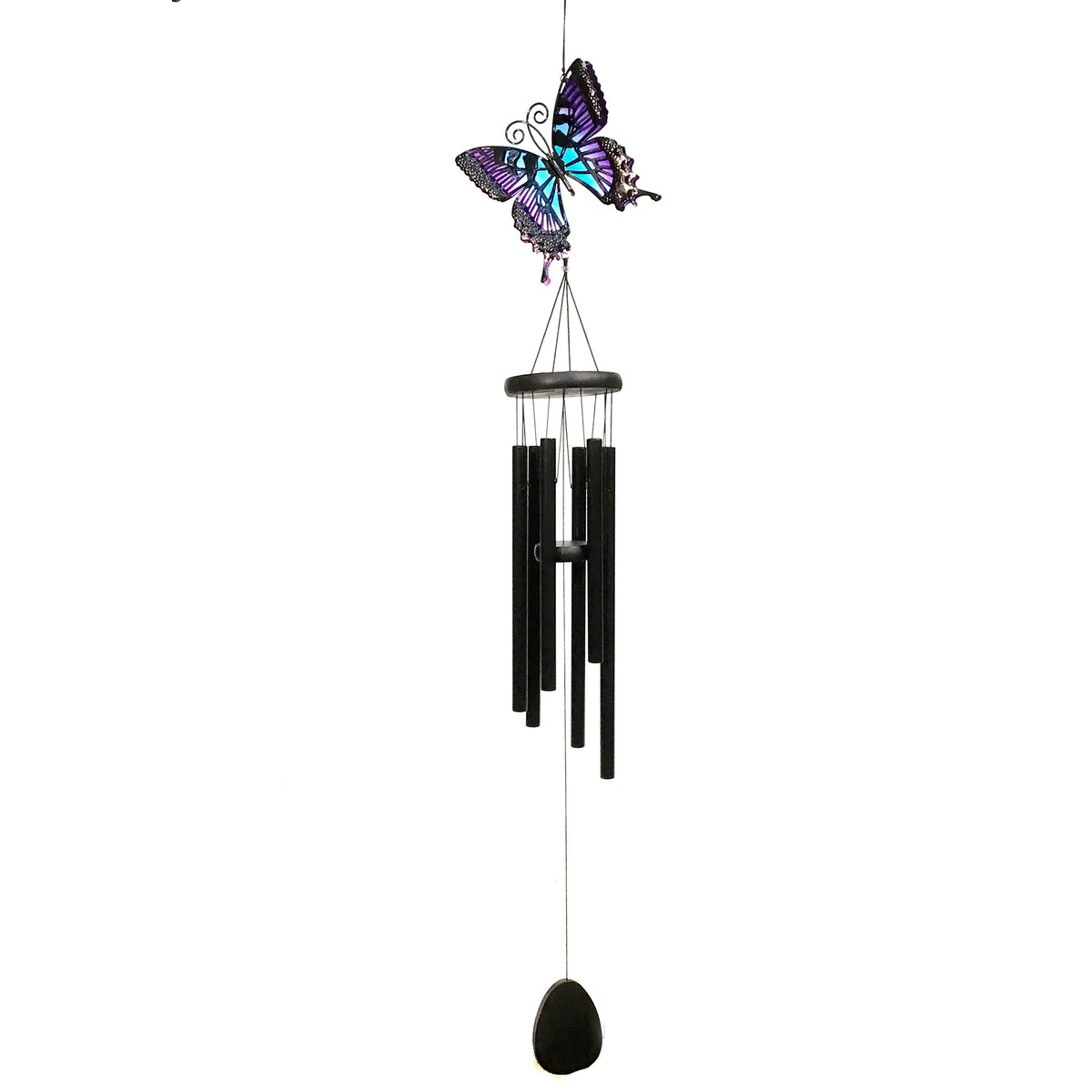 Purple Butterfly Wind Chime 45in