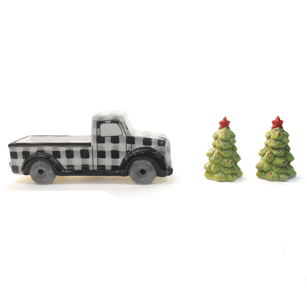 Truck with Christmas Tree Salt & Pepper Shakers