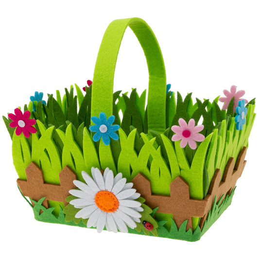 Daisy Flowers Picket Fence Rectangle Felt Basket