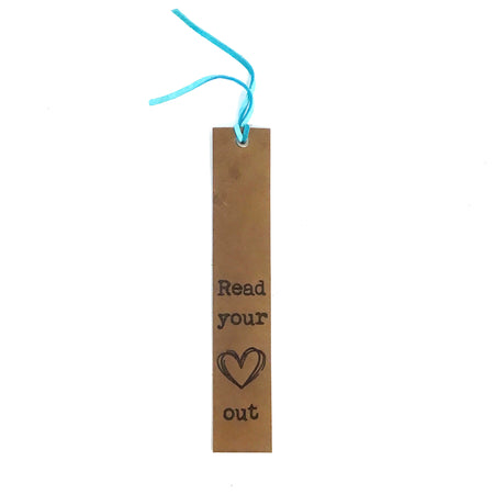 Engraved Leather Bookmark, Read Your Heart Out