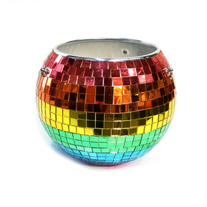 Rainbow Disco Ball Hanging Planter, 8in