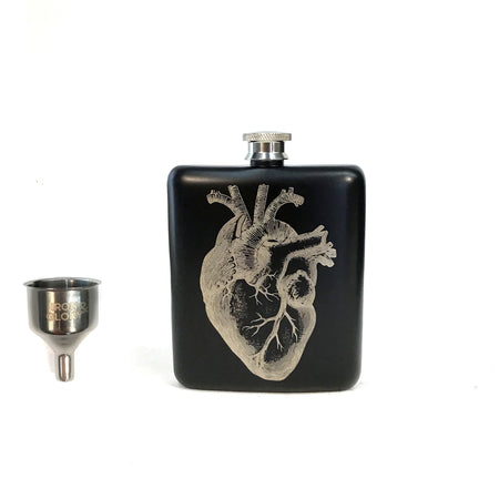 Heart Flask & Funnel Set, Black