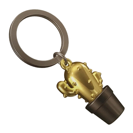 Gold Cactus Metal Keychain